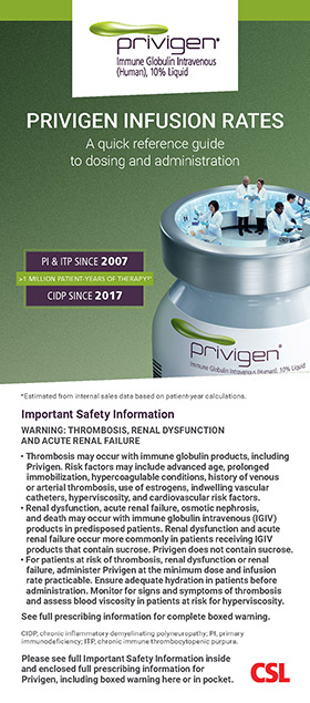Privigen Dosing and Infusion Rate Brochure